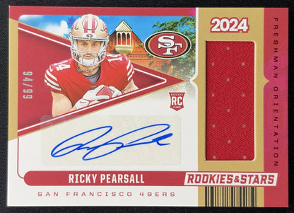 Ricky Pearsall 2024 Panini Rookies & Stars Freshman Orientation /99 49ers Sports Trading Cards