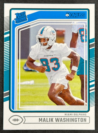 Malik Washington 2024 Donruss Rated Rookie Dolphins Sports Trading Cards
