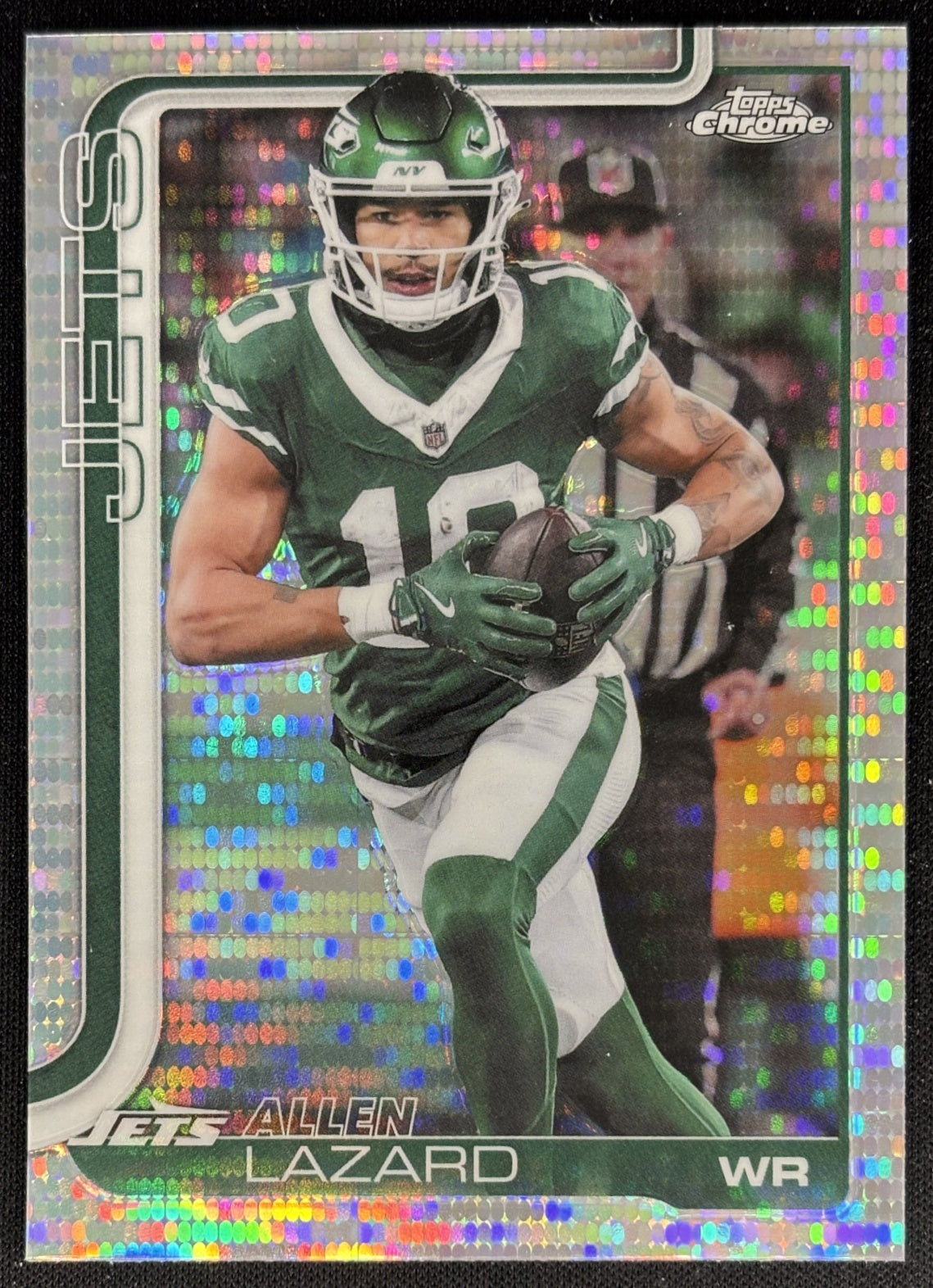 Allen Lazard 2025 Topps Chrome Pulsar Refractor Jets Sports Trading Cards