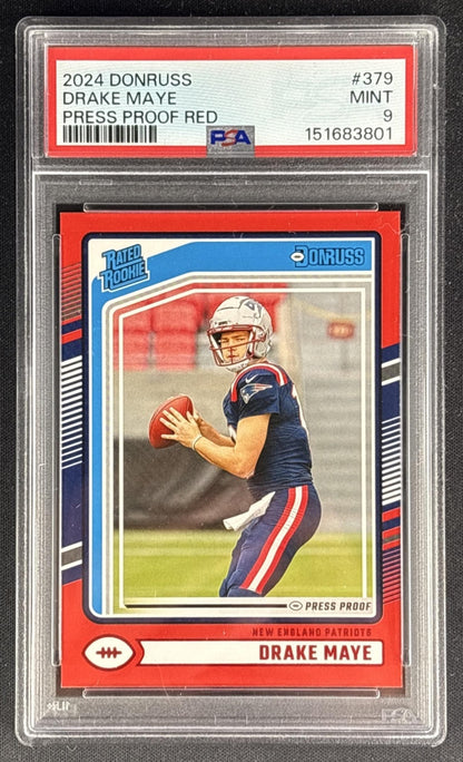 Drake Maye 2024 Panini Donruss Press Proof Red PSA 9 Patriots 151683801 front