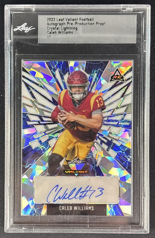 Caleb Williams 2022 Valiant Rising Stock Auto Lightning Crystal Pre Production Proofs Aggies