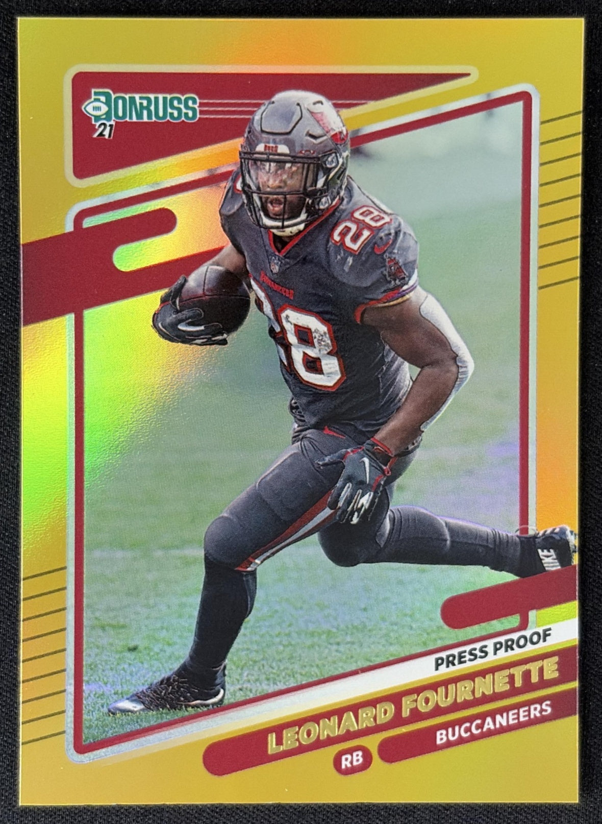 Leonard Fournette 2021 Panini Donruss Press Proof Premium Buccaneers - Tampa Bay Buccaneers
