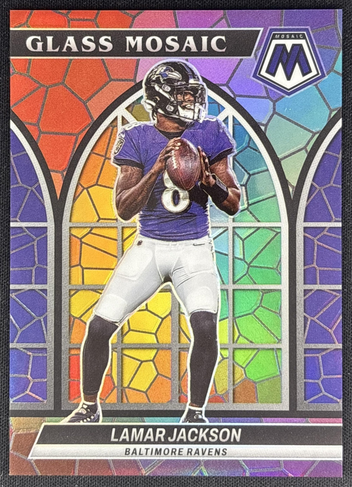 Lamar Jackson 2022 Panini Mosaic Glass Mosaic Ravens front