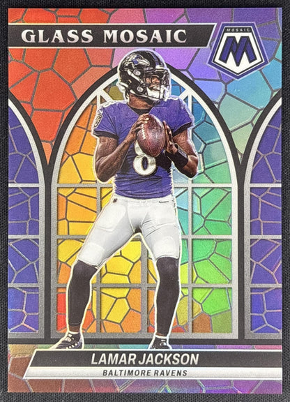 Lamar Jackson 2022 Panini Mosaic Glass Mosaic Ravens front