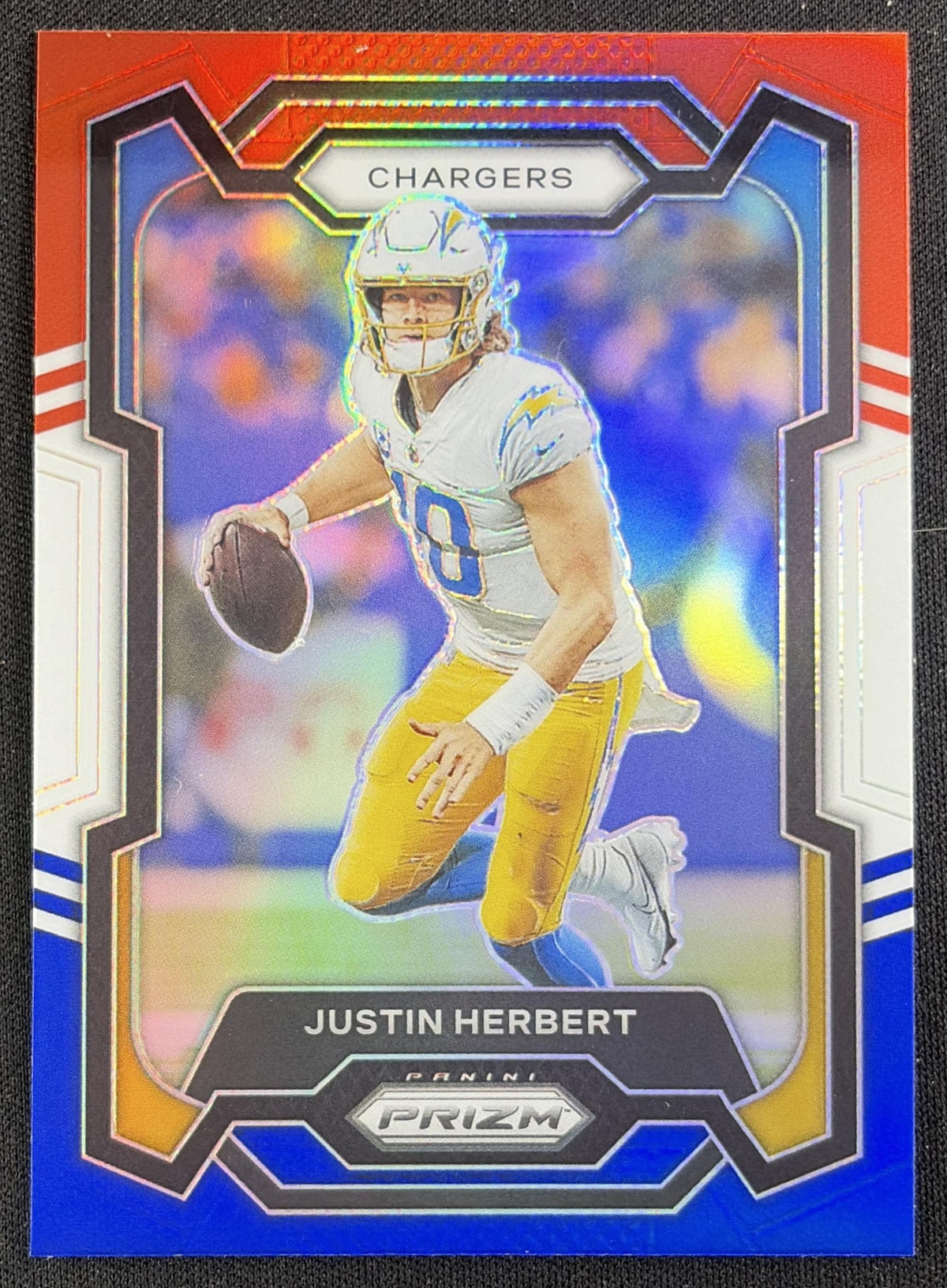 Justin Herbert 2023 Panini Prizm Red White and Blue Chargers Sports Trading Card