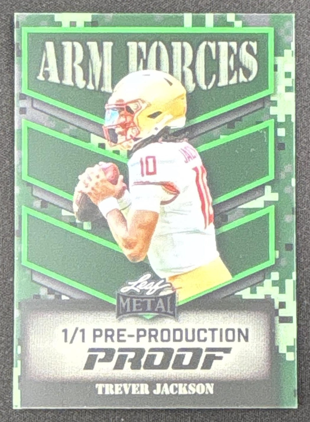 Trever Jackson 2025 Leaf Metal Arm Forces 1/1 Pre-Production Proof