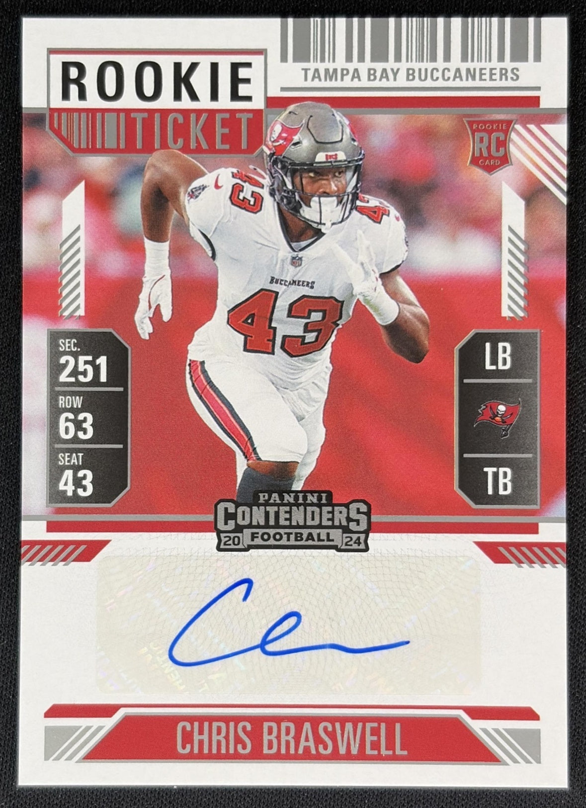 Chris Braswell 2024 Panini Contenders Rookie Ticket Auto Buccaneers front