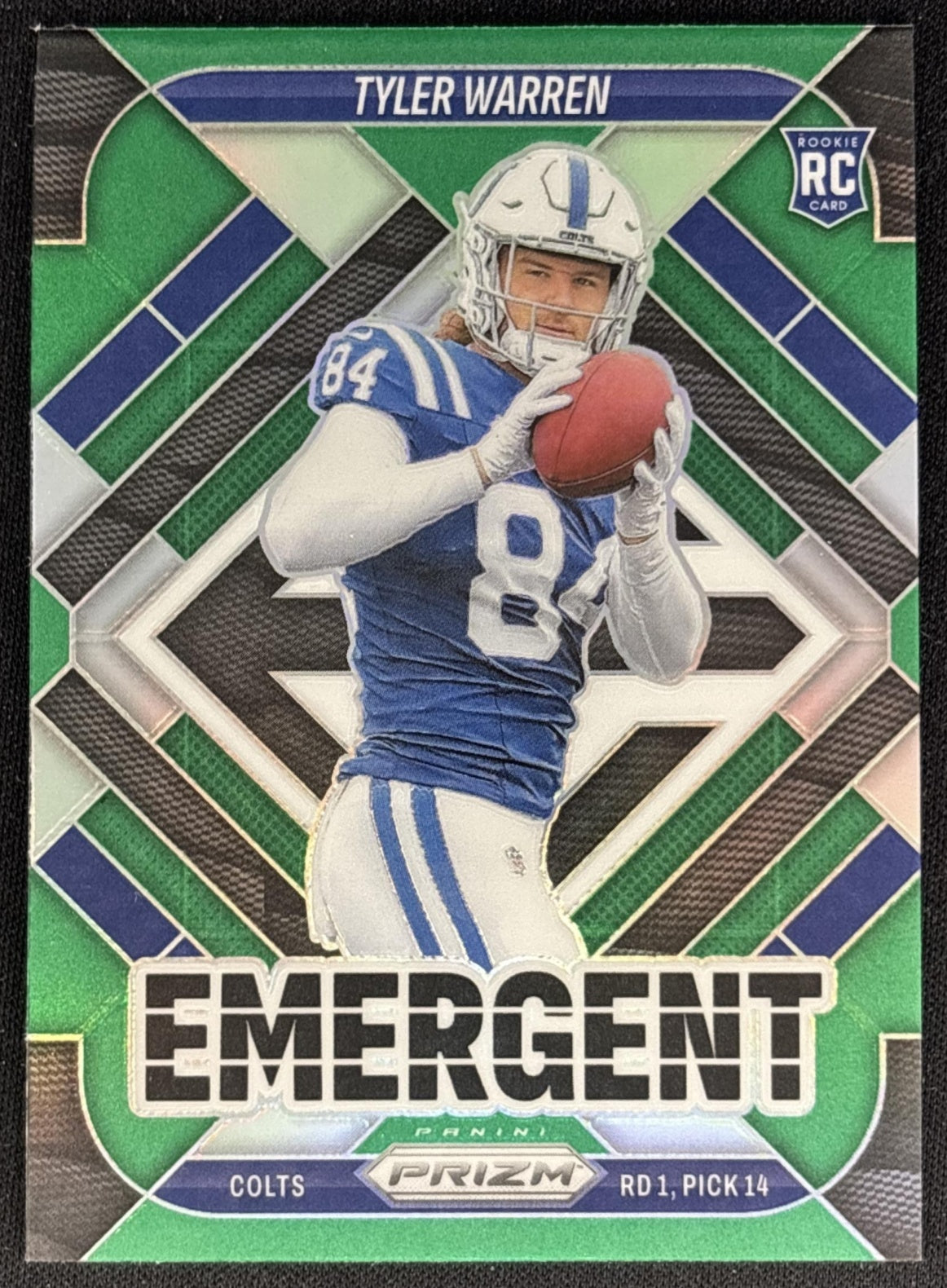 Tyler Warren 2025 Panini Prizm Emergent Green Colts front