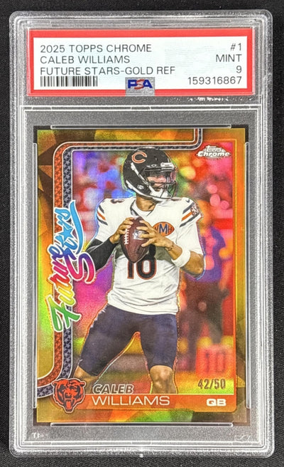 Caleb Williams 2024 Chrome Future Stars Auto Gold Refractor /50 PSA 9 Bears Default Title Sports Trading Cards