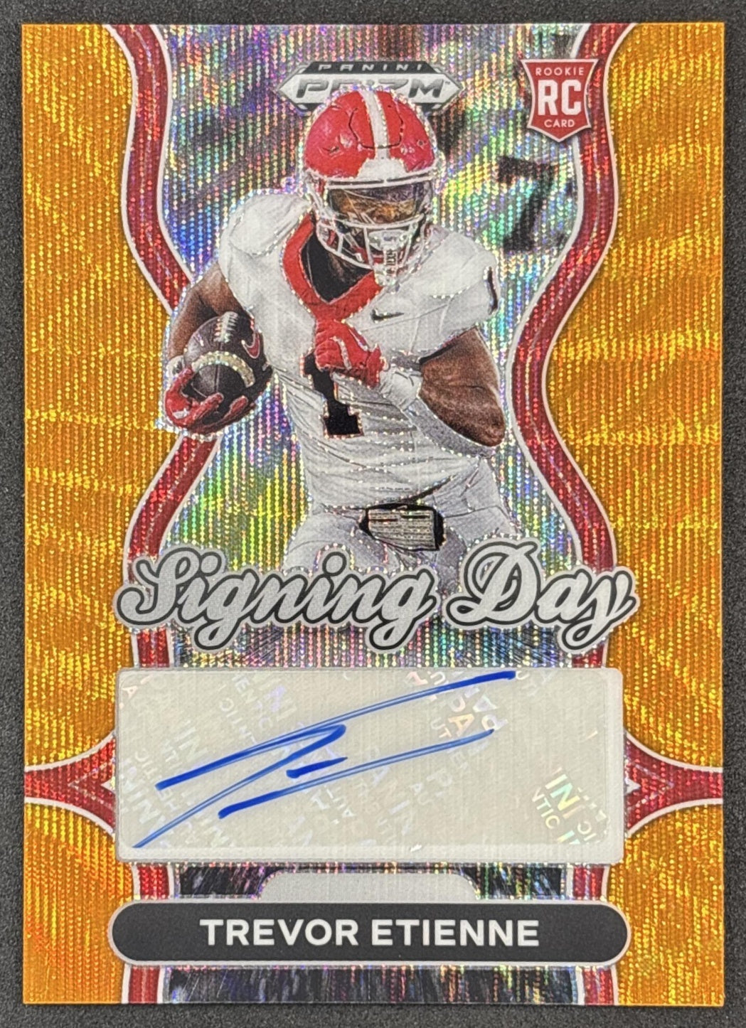 Trevor Etienne 2025 Prizm Draft Picks Signing Day Orange Wave /75 Bulldogs