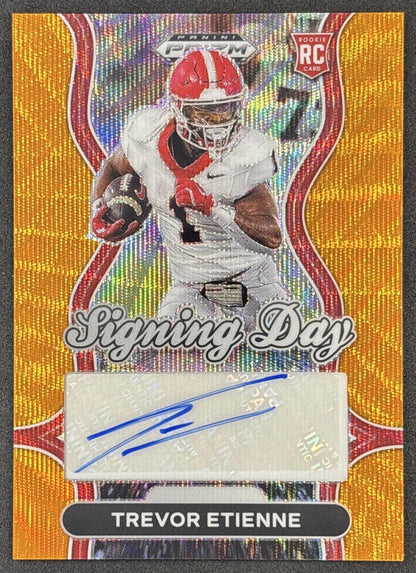 Trevor Etienne 2025 Prizm Draft Picks Signing Day Orange Wave /75 Bulldogs