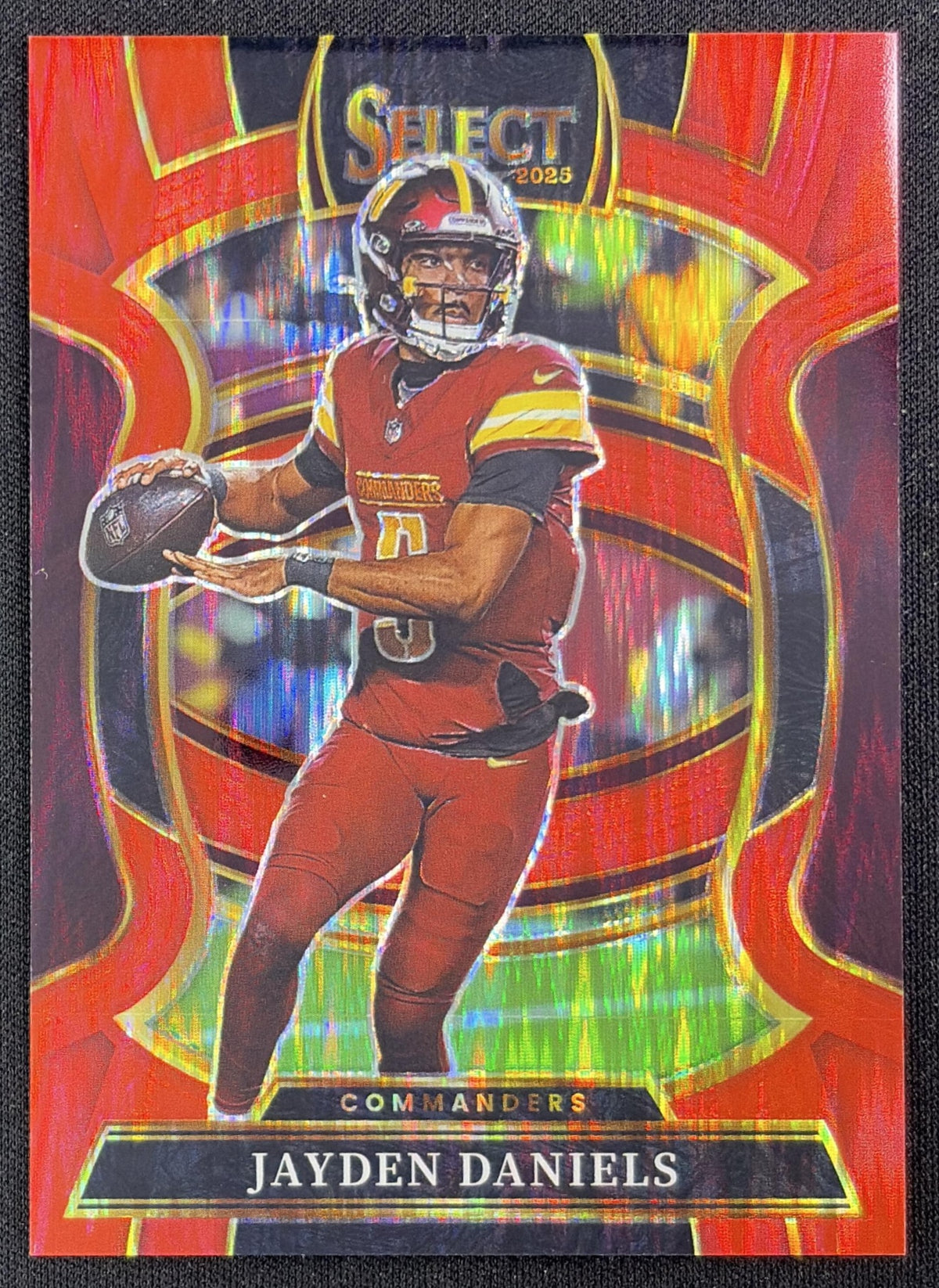 Jayden Daniels 2025 Panini Select Concourse Red Prizm Shock /249 Washington Commanders