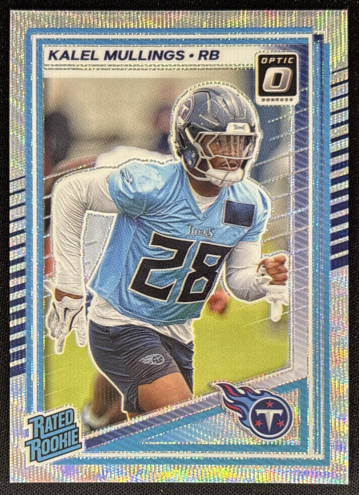 Kalel Mullings 2025 Panini Donruss Optic Rated Rookie Wave Prizm /300 Titans Sports Trading Cards