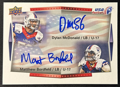 Matthew Bordfeld Dylan McDonald 2015 Upper Deck USA Football Auto front
