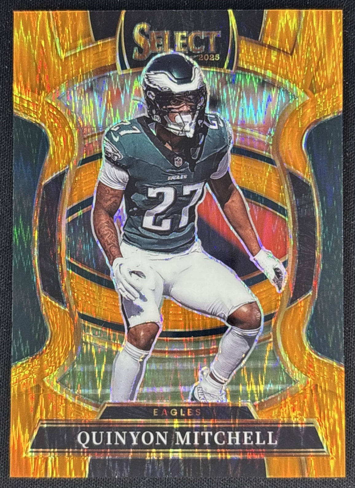 Quinyon Mitchell 2025 Panini Select Concourse Orange Prizm Shock /499 Eagles Front