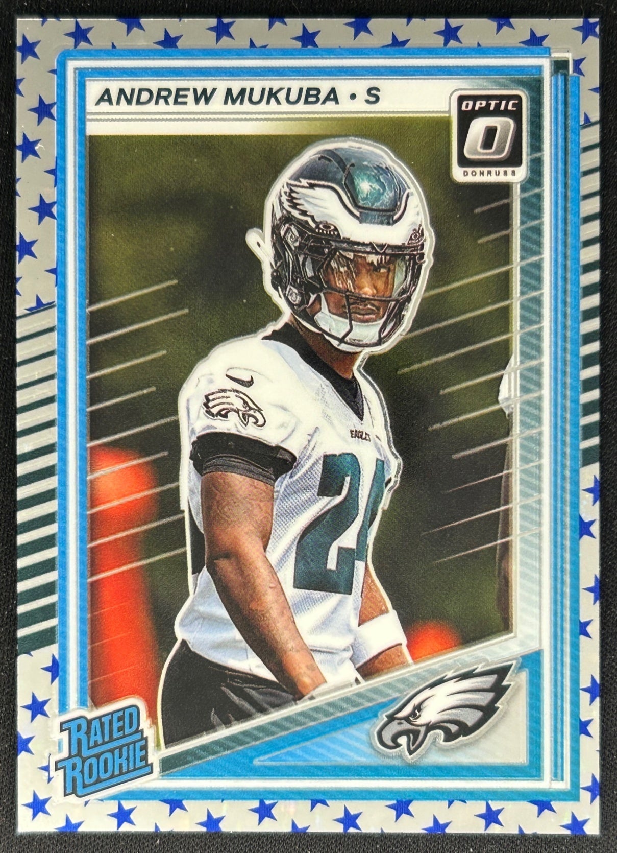 Andrew Mukuba 2025 Panini Donruss Optic Rated Rookie Stars Prizm Eagles Sports Trading Cards