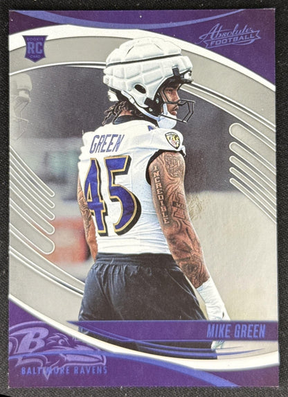 Mike Green 2025 Panini Absolute Rookies Purple Ravens Baltimore Ravens Sports Trading Card