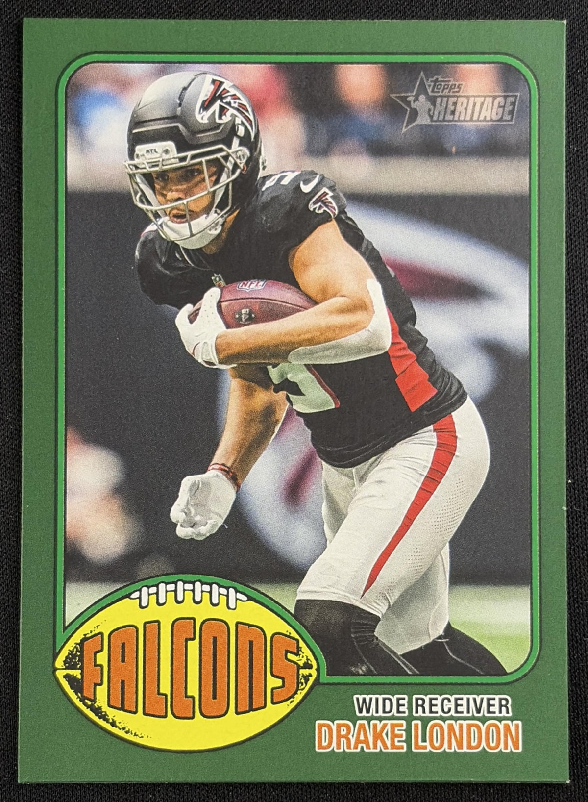 Drake London 2026 Topps Heritage Dark Green Border Falcons