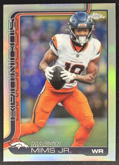 Marvin Mims Jr. 2025 Topps Chrome Refractor Broncos Sports Trading Cards