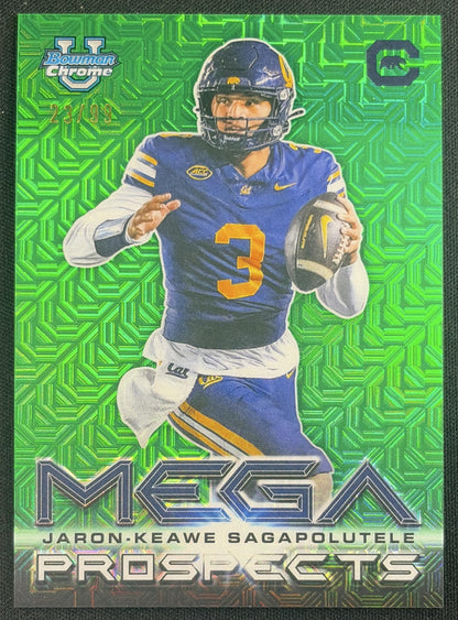 Jaron-Keawe Sagapolutele 2026 Bowman Chrome Mega Prospects Green Mojo Refractor /99 Golden Bears Sports Trading Card