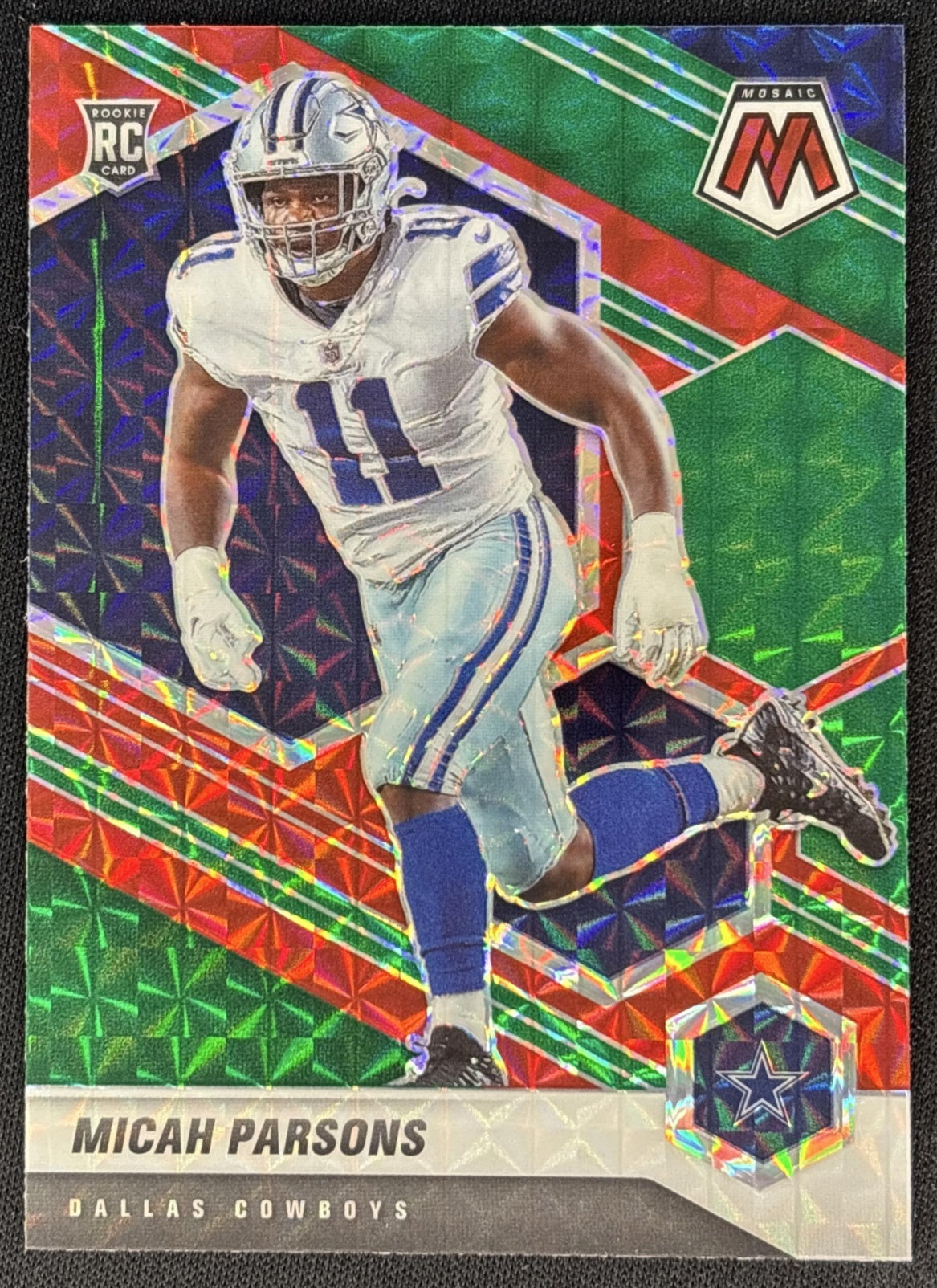 Micah Parsons 2021 Panini Mosaic Choice Prizm Green and Red Cowboys