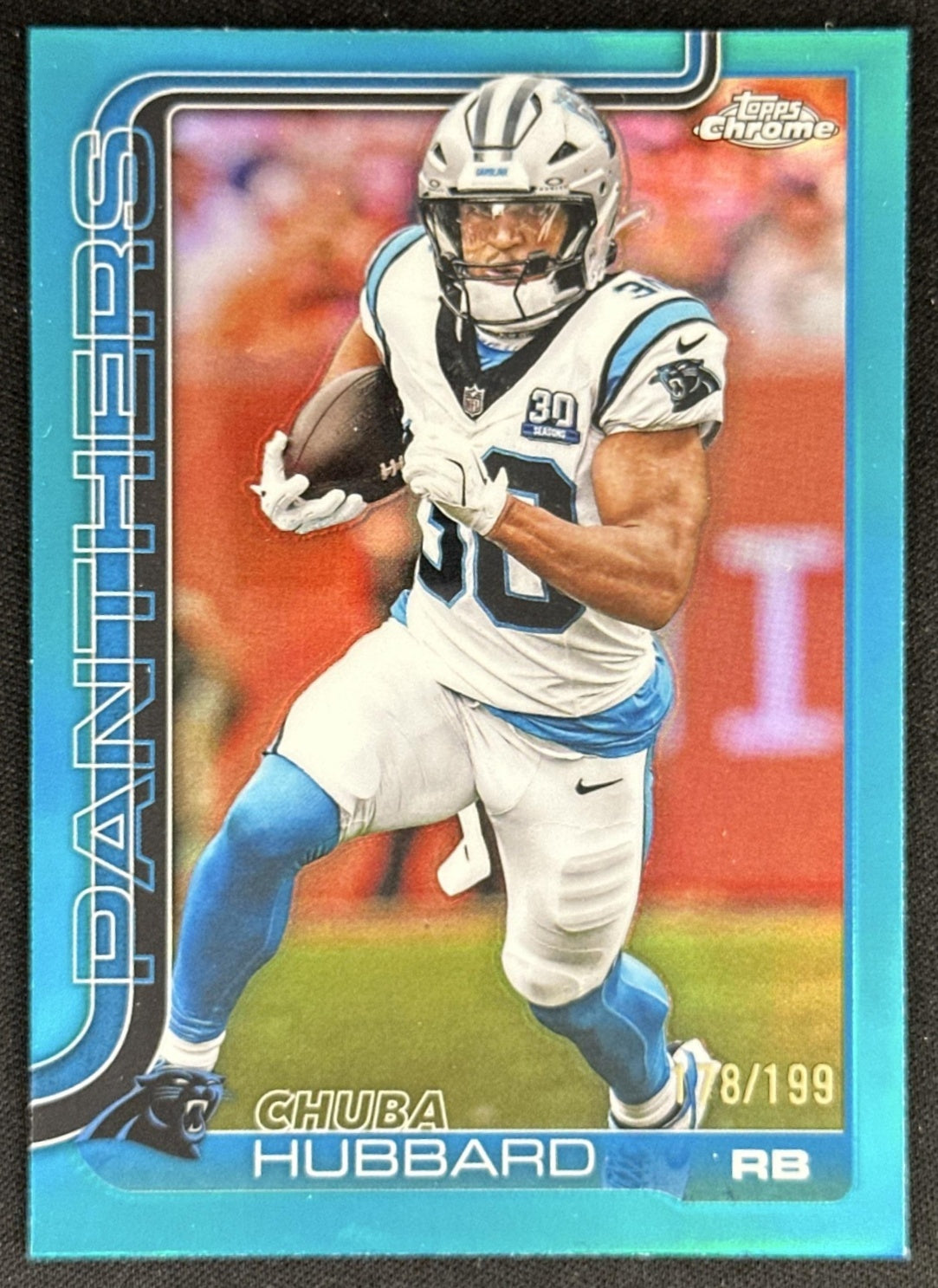 Chuba Hubbard 2025 Topps Chrome Aqua Refractor /199 Panthers