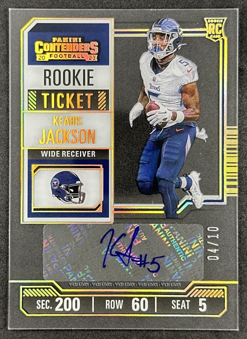 Kearis Jackson 2023 Panini Contenders Rookie Clear Ticket /10 Titans Sports Trading Cards