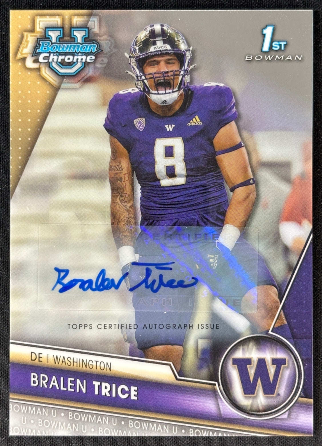 Bralen Trice 2023 University Chrome Prospect Auto Huskies - Front | Wayne Collection