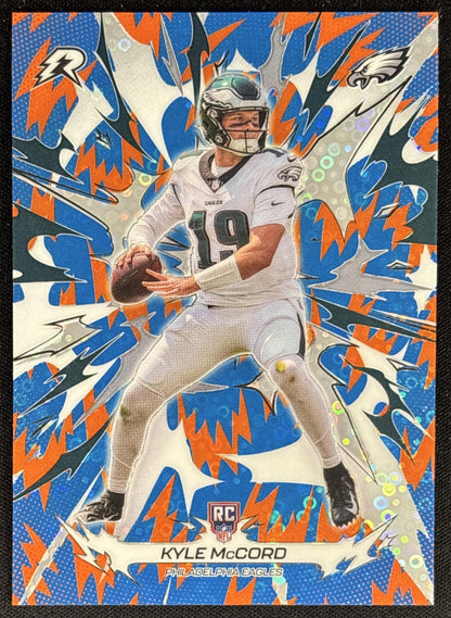 Kyle McCord 2025 Topps Resurgence Blue and Orange Spark Refractor Eagles