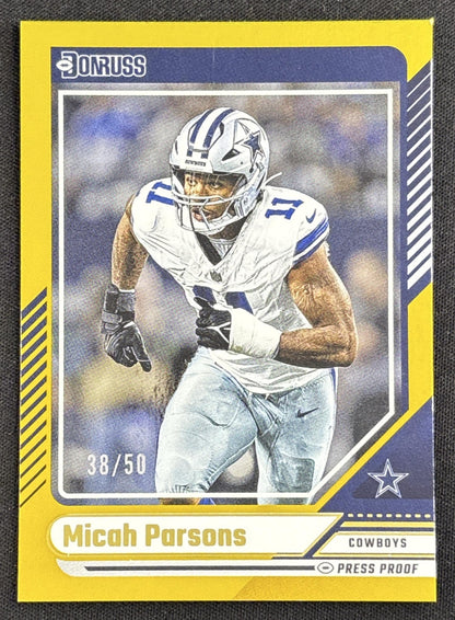 Micah Parsons 2024 Panini Donruss Press Proof Gold /50 Cowboys