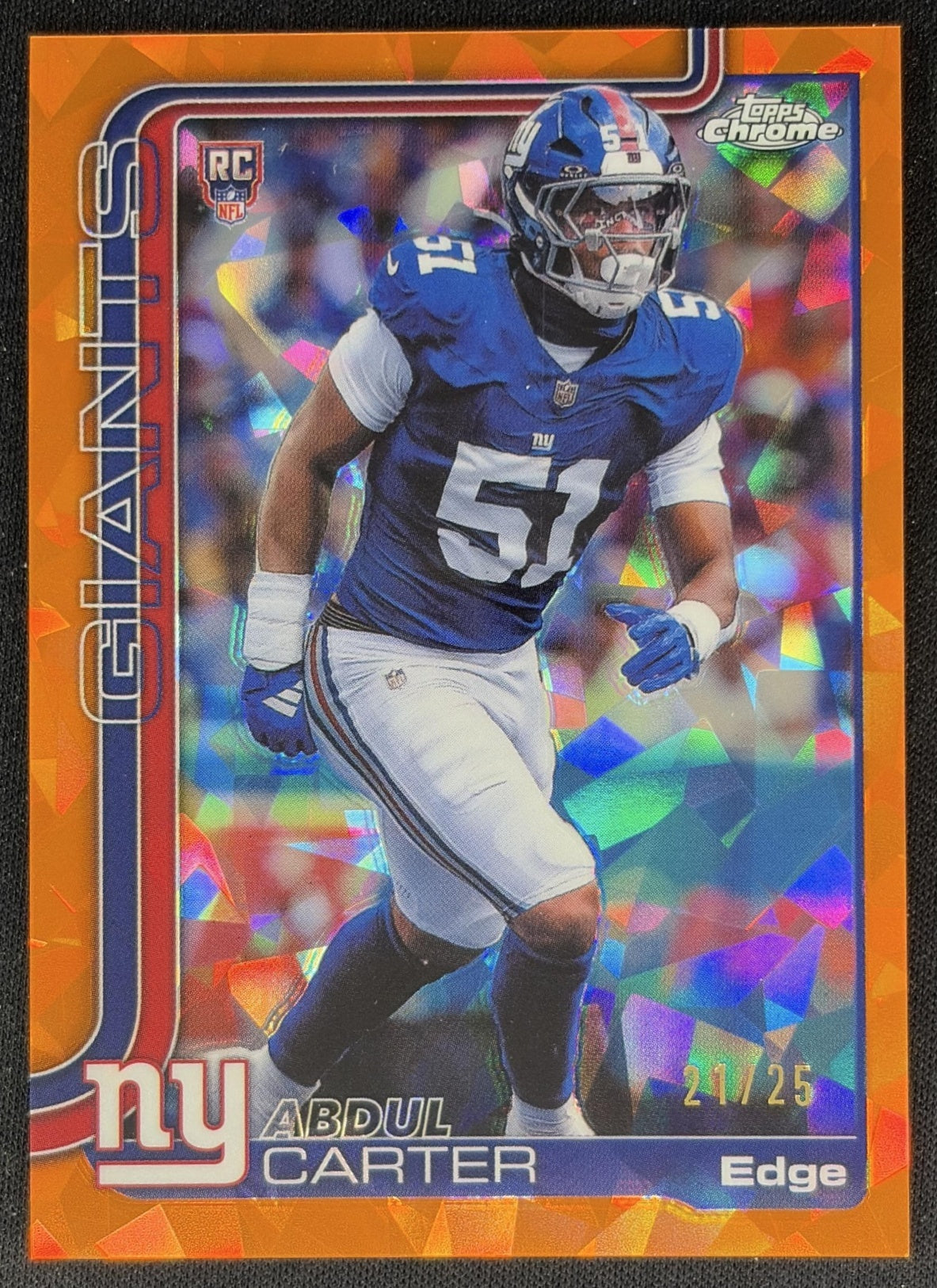 Abdul Carter 2025 Topps Chrome Sapphire Orange Refractor /25 Giants