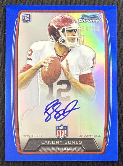 Landry Jones 2013 Bowman Chrome Rookie Auto Blue Refractor /99 Sooners