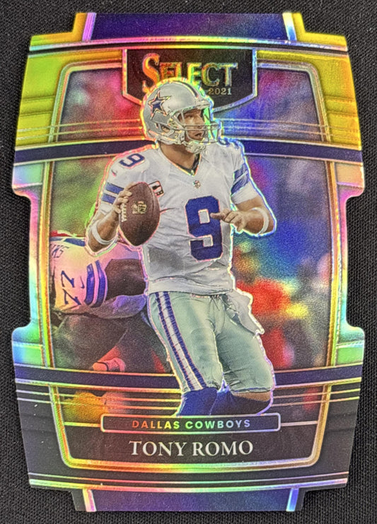 Tony Romo 2021 Panini Select Black and Gold Prizm Die Cut Cowboys