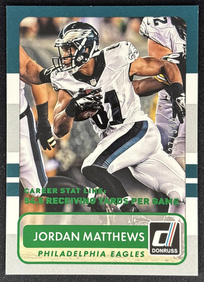 Jordan Matthews 2015 Panini Donruss Stat Line Career Green /545 Eagles front