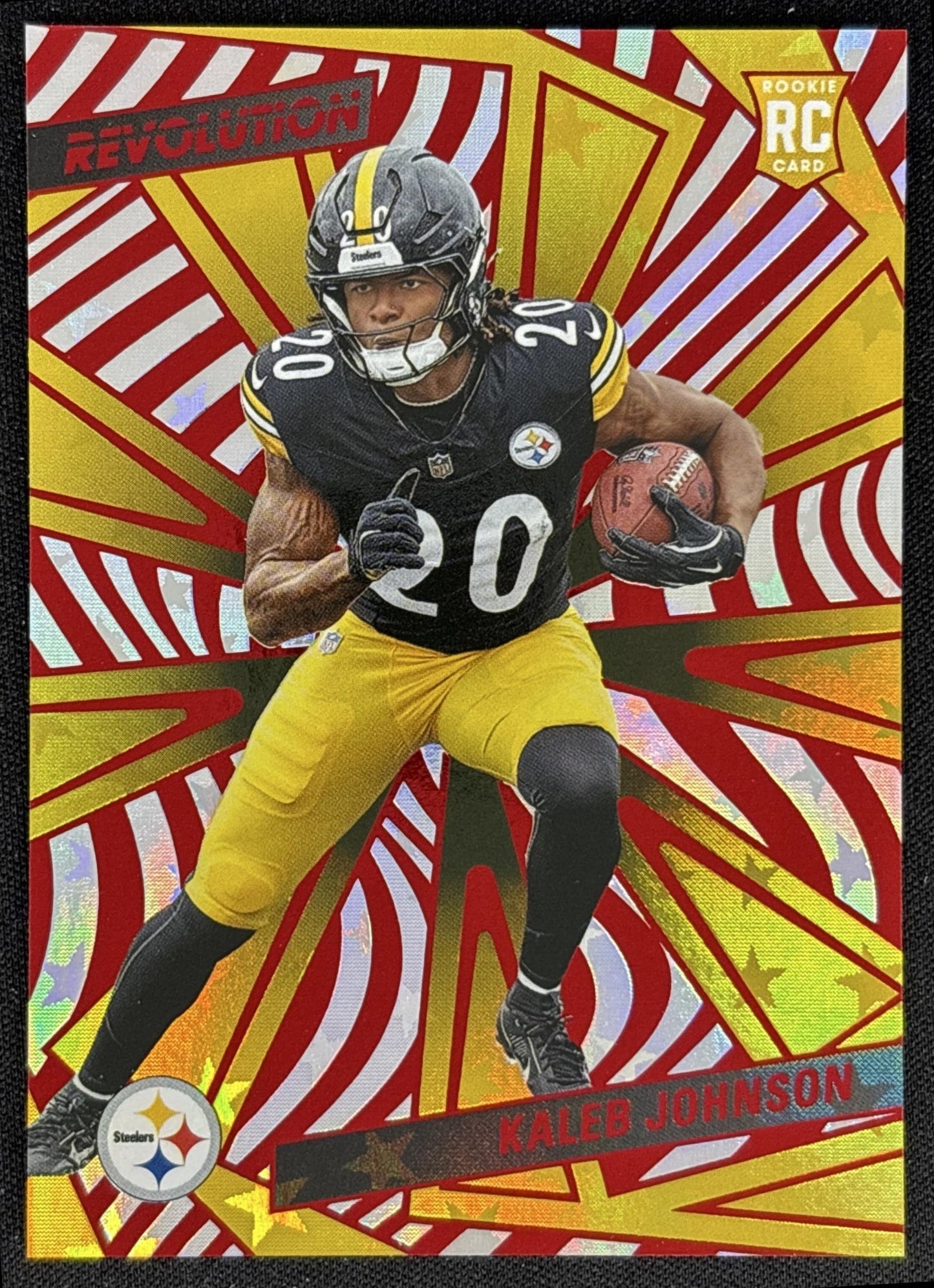 Kaleb Johnson 2025 Panini Revolution Rookies Red Astro Steelers front