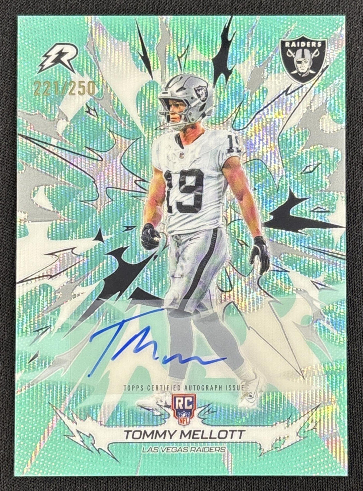 Tommy Mellott 2025 Topps Resurgence Rookie Signatures Aqua Surge Refractor /250 Raiders