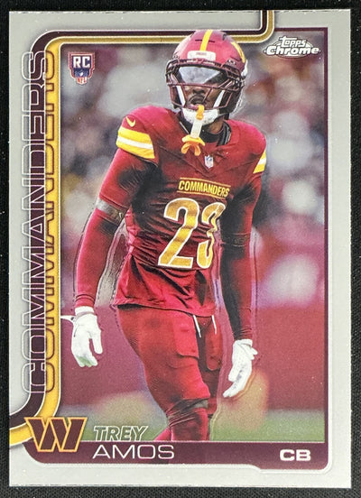 Trey Amos 2025 Topps Chrome Rookie Commanders Sports Trading Cards