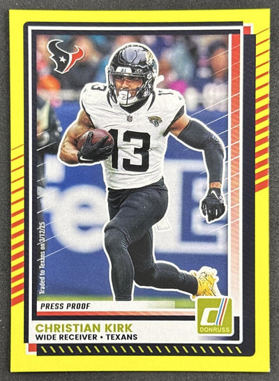 Christian Kirk 2025 Panini Donruss Press Proof Yellow Texans Sports Trading Cards