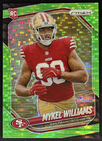 Mykel Williams 2025 Panini Prizm Neon Green Pulsar 49ers - San Francisco 49ers