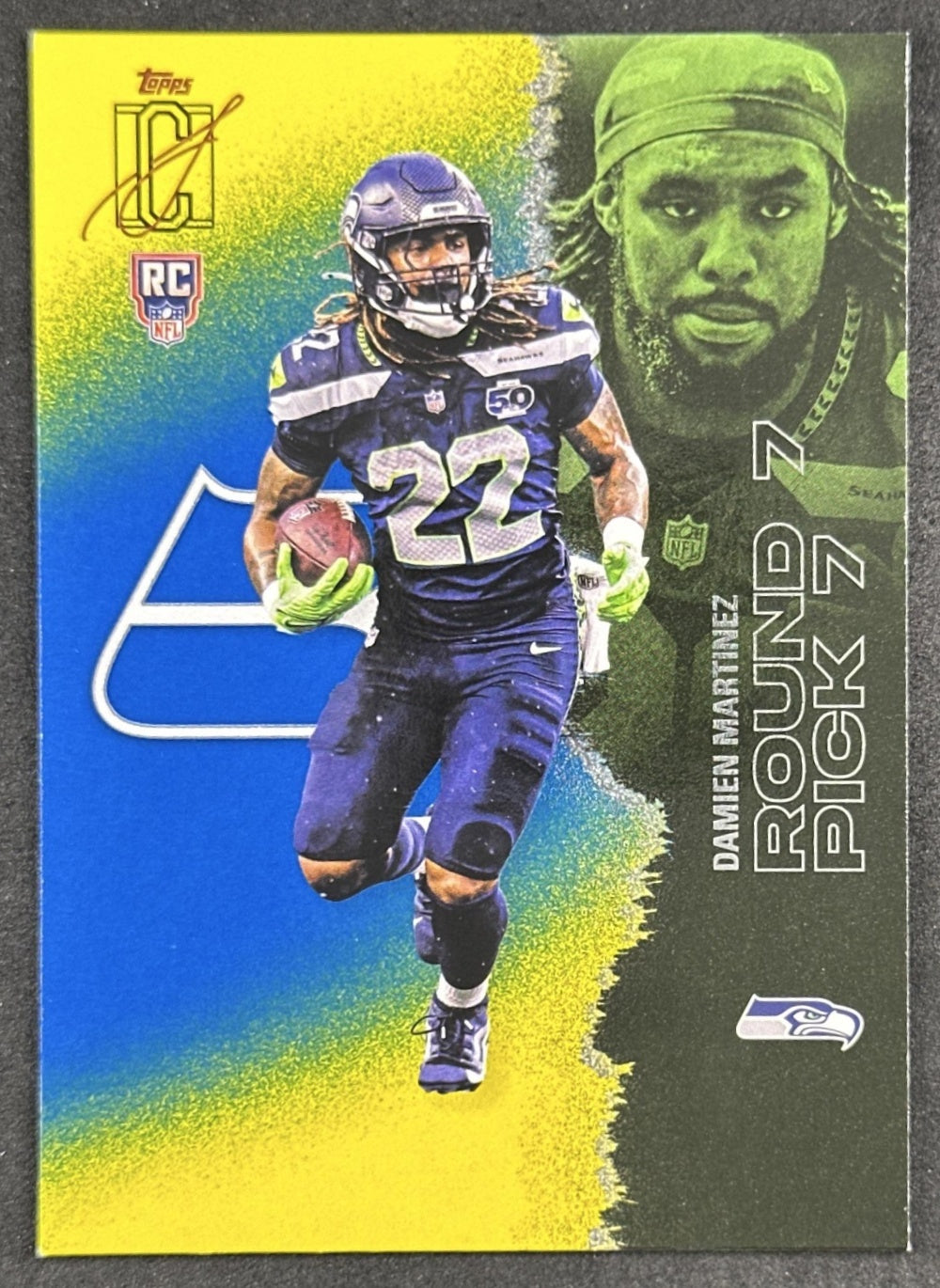 Damien Martinez 2025 Topps Signature Class Rookie Blue & Yellow Foil Seahawks