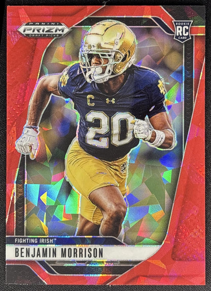Benjamin Morrison 2025 Panini Prizm Draft Picks Red Ice Fighting Irish Buccaneers Sports Trading Card