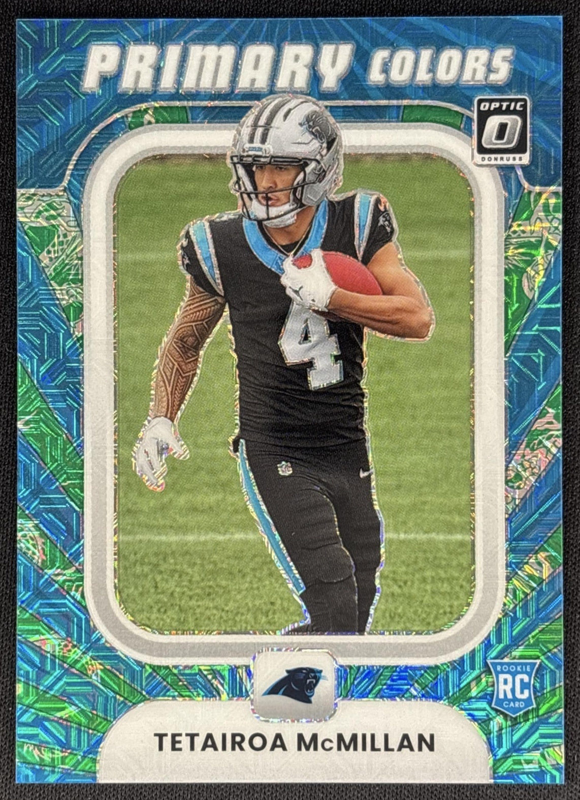 Tetairoa McMillan 2025 Donruss Optic Rookie Primary Colors Dragon Prizm /24 Panthers Sports Trading Cards
