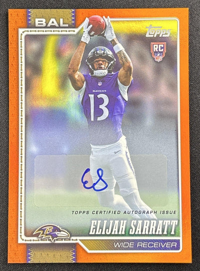 Elijah Sarratt 2026 Topps Real One Auto Orange Foil /25 Ravens