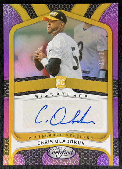 Chris Oladokun 2022 Panini Certified Rookie Signatures Blue Etch /20 Steelers Sports Trading Cards