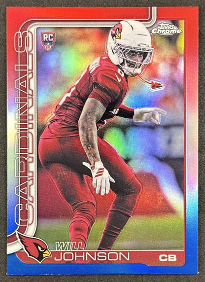 Will Johnson 2025 Topps Chrome Rookie Red/White/Blue Refractor Cardinals Default Title Sports Trading Card