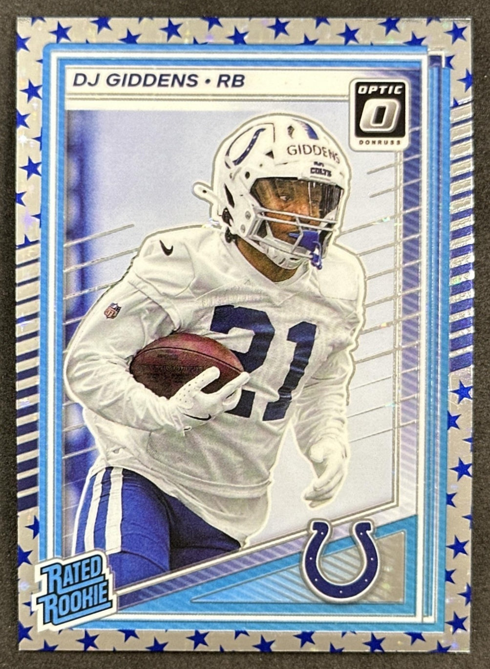 DJ Giddens 2025 Panini Donruss Optic Rated Rookie Stars Prizm Colts Default Title Sports Trading Card