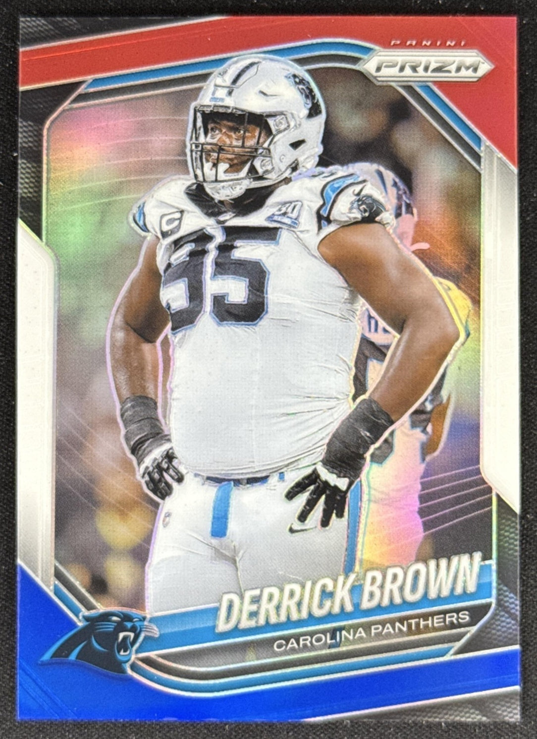 Derrick Brown 2025 Panini Prizm Red White & Blue Panthers Carolina Panthers Sports Trading Card