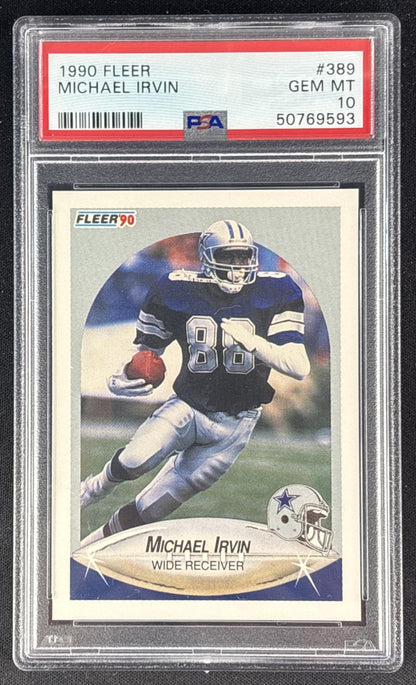 Michael Irvin 1990 Fleer PSA 10 Cowboys 50769593 Sports Trading Cards