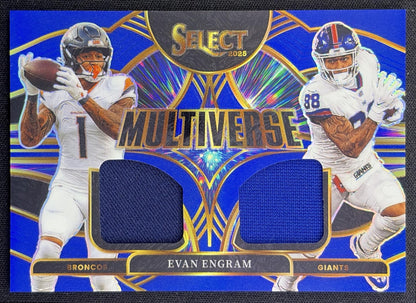 Evan Engram 2025 Panini Select Multiverse Jerseys Blue Prizm Broncos Giants