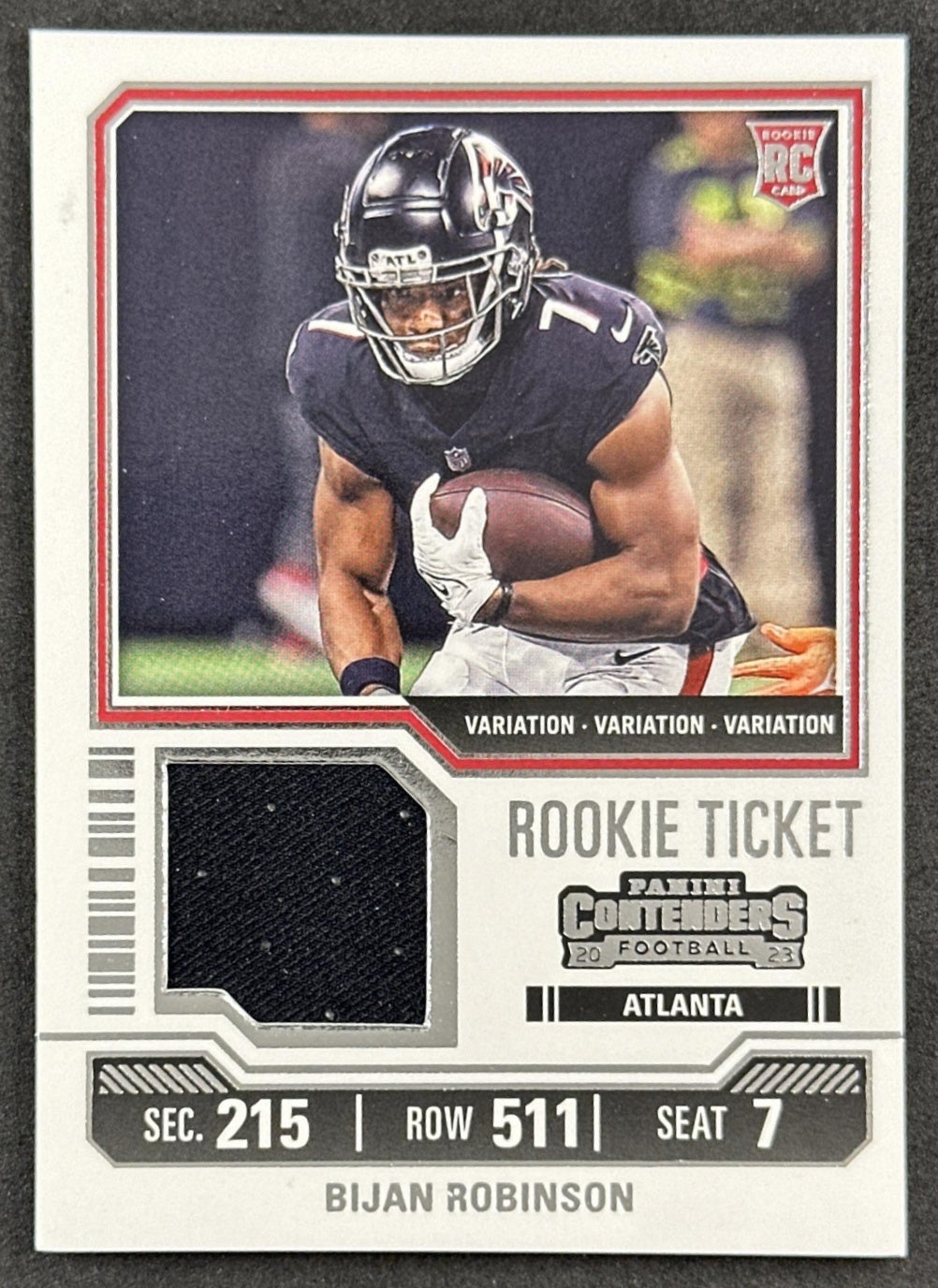 Bijan Robinson 2023 Panini Contenders Rookie Ticket Swatches Patch Falcons front